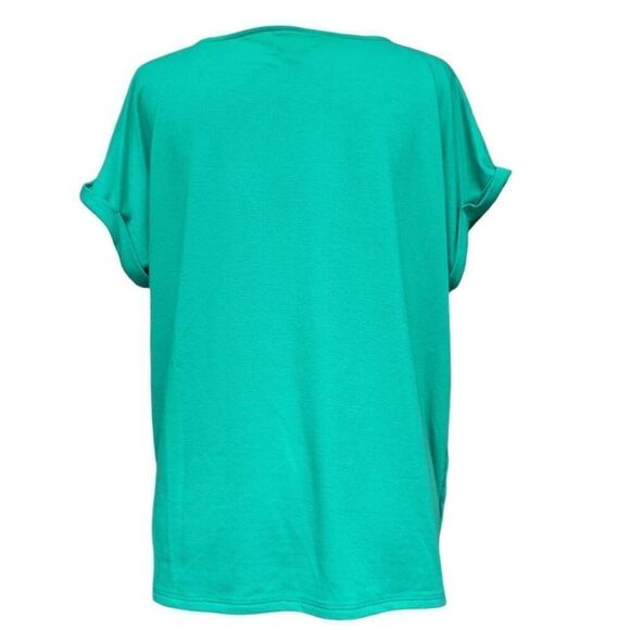 Crown & Ivy Green Blouse Top Dolman Sleeves Accent Side Button Crew Neck Size L - Picture 7 of 9